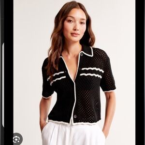 Abercrombie & Fitch Crochet Button Up Polo